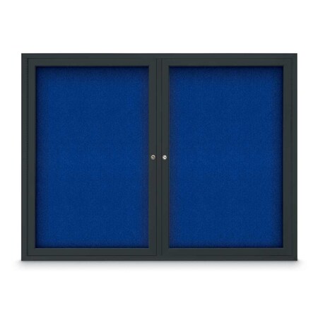 United Visual Products Sliding Door Indoor Enclosed Corkboard, 9 UV9029ACS-BRONZE-MEDGRY